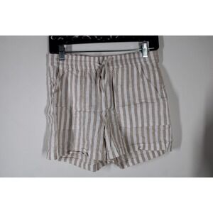 J. Crew Factory XXS Striped Linen Blend Drawstring Pull On Shorts Beige White